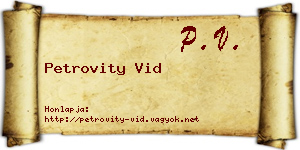 Petrovity Vid névjegykártya